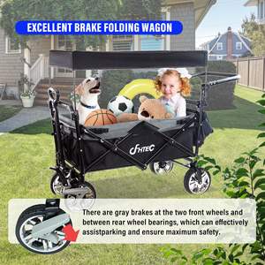 キャンプビーチ折りたたみワゴン、大型四輪ロールコンテナ付き、カスタマイズ可能なOEM対応、キャノピー付き折りたたみワゴンカート - Product Image 6