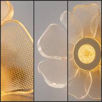 Lampe murale LED ronde en maille perforée dorée en forme de lotus artistique de luxe pour chambre à coucher, salon, hôtel, galerie, décoration