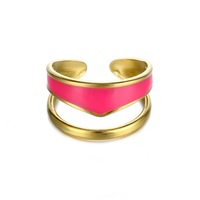 Bagues ouvertes de mariage en acier inoxydable multicolores, double couche, ajustables, plaquées or 18 carats, bijoux pour femmes