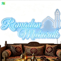 Enseigne néon LED Ramadan Mubarak à suspendre au mur, décoration murale pour la fête islamique