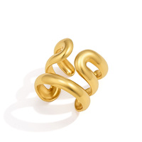 Edelstahl 18K Vergoldeter Spiralwellen-Offener Ring Klobiger Statement-Ring für Damen Modeschmuck