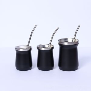 Taza Mate de 180 ml y 260 ml, Taza de Café Portátil para Auto con Bombillas, Pajita, Doble Capa, Taza de <span class=keywords><strong>Cerveza</strong></span> Personalizada al Vacío, Juego de Tazas para Té con Leche y Café - Product Image 1