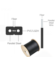 Harga grosir pabrik kabel optik Serat FTTH luar ruangan 1 2 4 Core 1km 2km kabel Internet serat optik Drop Aerial datar