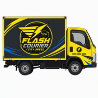 Autocollant de marquage dynamique jaune et noir avec design vectoriel personnalisé pour la décoration de carrosserie de véhicule de service de messagerie rapide
