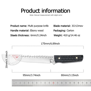 Couteau tactique à lame fixe forgé à la main pour l'extérieur avec manche en bois d'ébène personnalisable OEM, couteau de survie pour le camping et la chasse avec étui - Product Image 5