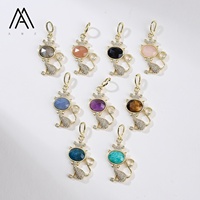 Pendentif de luxe plaqué or en forme de chat, quartz rose et améthyste, pour la fabrication de bijoux, vente en gros