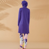 Bikini musulman islamique violet imprimé personnalisable 2024 Moder femmes 4 pièces Hijab Sportswear maillots de bain