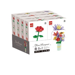 HY 8 en 1 Blocs de construction de fleurs à petites particules, Pièces de décoration <span class=keywords><strong>pour</strong></span> bouquet de fleurs et <span class=keywords><strong>vase</strong></span>, Jouet de patchwork <span class=keywords><strong>pour</strong></span> enfants, Cadeau - Product Image 1