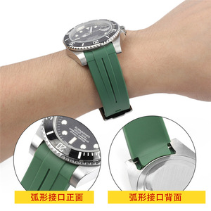 <span class=keywords><strong>Correa</strong></span> de reloj de caucho FKM de 20 mm con extremo curvo para Moon Watch, <span class=keywords><strong>correa</strong></span> de silicona impermeable para Rolex Daytona - Product Image 2