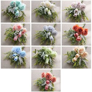 Ramo de Rosas Artificiales con Fragancia Salvaje, Decoración para el Hogar de Poliéster, Arreglo para Bodas - Product Image 3