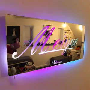 Neon Mirror Sign Customized Shape Color Acrylic Mirror Neon Light Mirrors Heart Shape Decoration