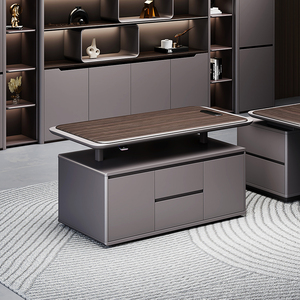 Meja kantor eksekutif bos yang mewah dengan desain modern, meja komputer dengan fungsi penyesuaian ketinggian. - Product Image 5