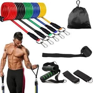 GEDENG wholesale custom latex /TPE 11 pcs elastic fitness rope set 150lb heavy power stretch expander tube resistance exercise b