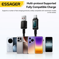 Câble de données USB vers Type C tressé ESSAGER ES-X87 3ft 6ft PD 100W 7A à charge rapide pour téléphones Android haut de gamme