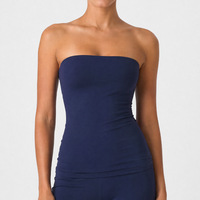 Haut court sans bretelles en spandex pour femme, coupe ajustée, couleur unie, style décontracté d'été, idéal pour sortir en amoureux