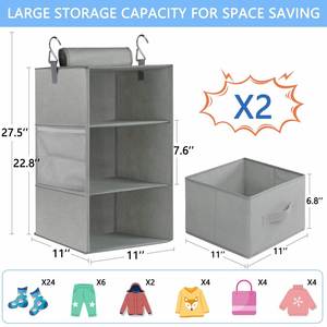 Amz Hot Foldable Lightweight Fabric Clothing Storage with Removable Drawers Side Pockets Two-Way Hanging <b>Wardrobe</b> Bathroom Use - Product Image 2