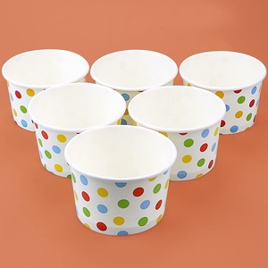 <span class=keywords><strong>Gobelet</strong></span> en <span class=keywords><strong>carton</strong></span> imprimé à pois colorés, de qualité alimentaire, jetable, avec couvercles, pour yaourt glacé, dessert, gelato et crème glacée - Product Image 4