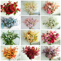 Fleur de pivoine artificielle en soie blanche et rose à 3 têtes, vente en gros, pour mariage, décoration intérieure, fête