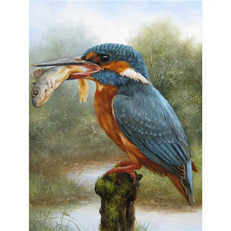 Kit Kruistik DIY Lukisan Berlian Ikan Burung Hewan Lukisan Berlian Mosaik Seni Kanvas Mode Modern