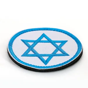 Six-pointed Star Round Badge Star Of David Flag Embroidered Cloth Patch High Quality Touch Fastener Armband