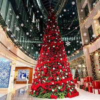 Sapin de Noël 3D géant en cèdre sur pied, taille personnalisée, pour extérieur, avec structure métallique, étanche IP65, LED RGB dynamique programmable