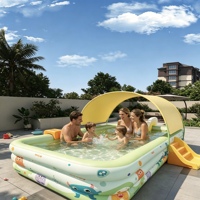 Piscine gonflable en PVC épaissi avec toboggan et pistolet à eau, style moderne, grande piscine de jeu pour rassemblements familiaux, plusieurs tailles, capacité 100-500 kg