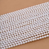 Vente en gros de perles d'eau douce naturelles de qualité AAA de 4-5 mm, perles rondes blanches en vrac, matériau pour la fabrication de bijoux DIY