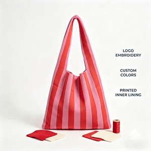 Borsa da Spiaggia Grande a Righe Colorate 2026, Borsa a Spalla all'<span class=keywords><strong>Uncinetto</strong></span> Fatta a Mano, Borsa Shopping Estiva Intrecciata a Contrasto Colore, Personalizzabile dalla Fabbrica - Product Image 2