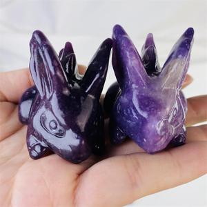 Gran oferta, cristal de lepidolita natural de alta calidad, dinosaurio de orejas grandes tallado, reiki, cristal púrpura, <span class=keywords><strong>pokeman</strong></span> para decoración de regalos - Product Image 2