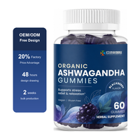 Gummies d'ashwagandha saveur mûre, 60 unités, en gros, marque privée, complément alimentaire