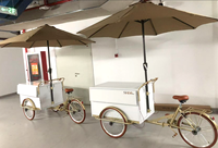 Vélo-chariot de luxe pour la vente de glaces avec congélateur de présentation, logo rétroéclairé et table latérale pliable pour la vente en extérieur et en intérieur