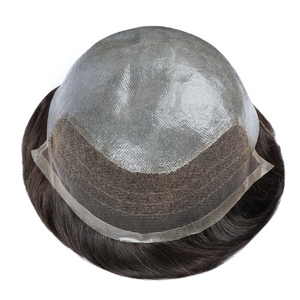 <b>Mens</b> BIO Base Indian Hair <b>Wigs</b> Male Toupee Hair System Natural Wave 100% Hand Tied Soft Smooth Feeling Best Price Good Quality - Product Image 6