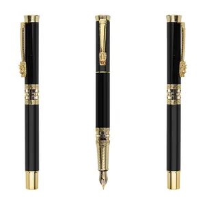 Dynamics Chinese mythological dragon pen Bib Clip Price Custom Logo Embossed Luxury Metal Fountain Pen Business Gift Pen