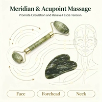 Outil de massage facial à double tête en pierre naturelle à 100% avec jade pour raffermir la peau et la détente