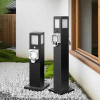 Poteau de parc en acier inoxydable 304 IP66 avec socle combiné eau-électricité |   Prise de courant 50A simple + Robinet anti-gel + Détecteur de mouvement PIR