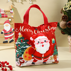 Bolsa de Navidad de lona para niños, tema de Papá Noel, ideal para llevar dulces, aperitivos o decorar árbol de Navidad - Product Image 2