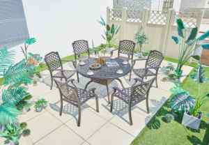 एल्यूमीनियम फर्नीचर उद्यान आँगन आउटडोर कास्ट एल्यूमीनियम दौर टेबल - Product Image 2