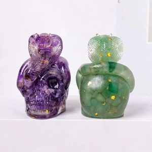 กะโหลกห่องูด้วยกรวดคริสตัลธรรมชาติหยดด้วยกาวงานฝีมือจากเรซิ่นเพื่อเป็นของขวัญวันอีสเตอร์ฮาโลวีน - Product Image 4