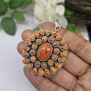 Pendentif turquoise huître en argent sterling 925 fait à la main déclaration bohème pierre précieuse plaqué or idée cadeau New Age - Product Image 6