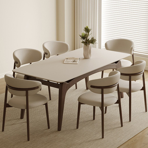 Table à manger en bois de cire blanche moderne Ensemble de chaises Design rectangulaire simple Petite maison Villa <span class=keywords><strong>Beurre</strong></span> Cuisine Appartement - Product Image 1