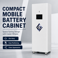 Armoire de stockage d'énergie mobile LiFePO4 pour entrepôt, batterie 51.2V 420Ah 21.5kWh avec roues, BMS de protection, CAN, RS485