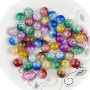 Saco 50 peças/sacos diy 20mm, duas cores flor acrílico crack beads bolha gum robusto colar contas para fabricação de jóias