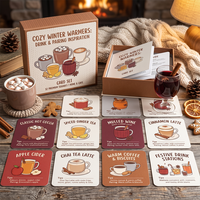 Jeu de cartes personnalisées OEM de 32 cartes pour l'association des boissons hivernales, cartes d'inspiration pour recettes de boissons chaudes en gros avec boîte rigide