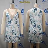 Robe d'été à la mode imprimée pour femmes, sans manches, col en V, mini robe d'été avec poches, nouvelle robe midi décontractée en dentelle pour femmes