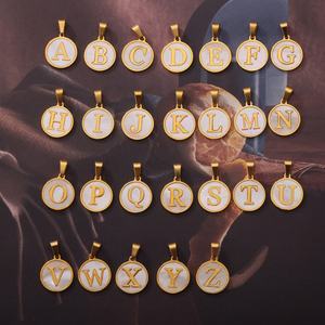 Stainless Steel Round Shape Gold <b>Silver</b> 26 Alphabet Letter Charms DIY Pendant for <b>Bracelet</b> Necklace - Product Image 2