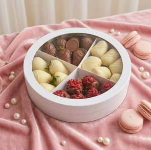 Round Paperboard <b>Box</b> with Dividers White Rigid Food Grade Packaging for Chocolate - Product Image 2