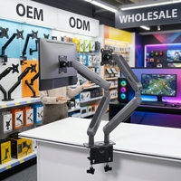 Support de bureau pour ordinateur OEM ODM, entièrement réglable, en aluminium de qualité supérieure, avec bras à ressort à gaz réglable pour deux moniteurs