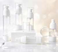 Flacon pompe sans air transparent givré de haute qualité 15ml 30ml 50ml 100ml, contenant cosmétique avec couvercle et base blancs