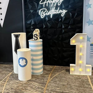 Fondo Circular Redondo para Cumpleaños Decoración de Mini Mesa de Fiesta Tela Elástica Cubiertas de Plinto de Cilindro para Fiesta - Product Image 3