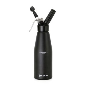 Distributeur de boissons HENDI 0,95 L noir avec fouet à crème, gamme Kitchen Line, diamètre 95 mm x hauteur 320 mm - Product Image 1